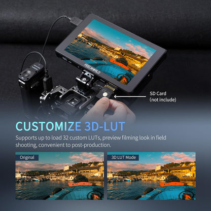 FEELWORLD F7 PLUS 7 Inch 1200Nit Camera Field Monitor 4K HDMI Touchscreen Camera Monitor met 4K HDMI2.0 In/Uitgang,1920x1080 IPS,3D LUT,HDR Golfvorm,Inclusief Oplaadbare F750 Batterij en Tas