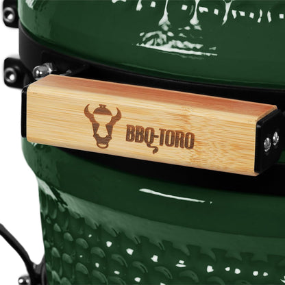 bbq-Toro Kamado Hairo Charcoal Barbecue, Diameter 32 cm, Green, Mini Charcoal Grill with Thermometer and Wooden Handles, Round Ceramic Grill, Ceramic Grill Smoker - QUORE