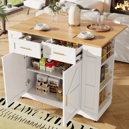 Keukeneiland – Keukentrolley – Keukenkast – Buffetkast – Eettafel – Uitklapbare Tafel – Houten Hardhout – Mobiel Met Wielen