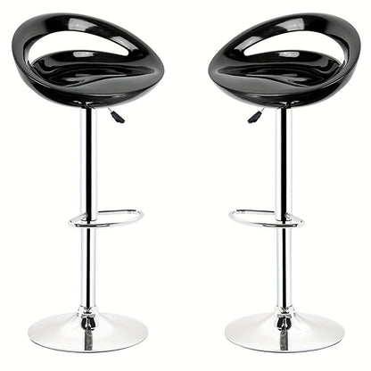 2pcs Bar Stool, Lift Kitchen Bar Stool, ABS + Chrome Leg Seat, Modern Simple High Stool, Backrest | Swivel Counter Chair