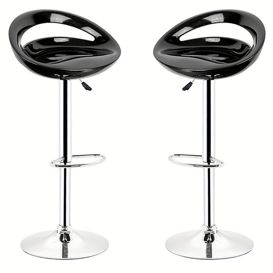 Barstoel – Barkruk – Keukenkruk – Hoge Stoel – Zwarte Barstoel Set – Verstelbare Zithoogte 55-75 cm – Draaibare Zitting Met Chroomstaal Frame