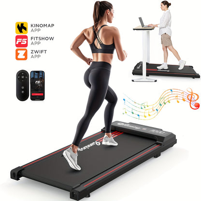 2-in-1 Folding Treadmill with Remote Control & Music Playback, LED Display, 37.5x90cm Running Belt, No-Assembly Design, Quiet Operation, Compact Space-Saving Home Gym Equipment with App Connectivity, 220-240V, European Plug,
