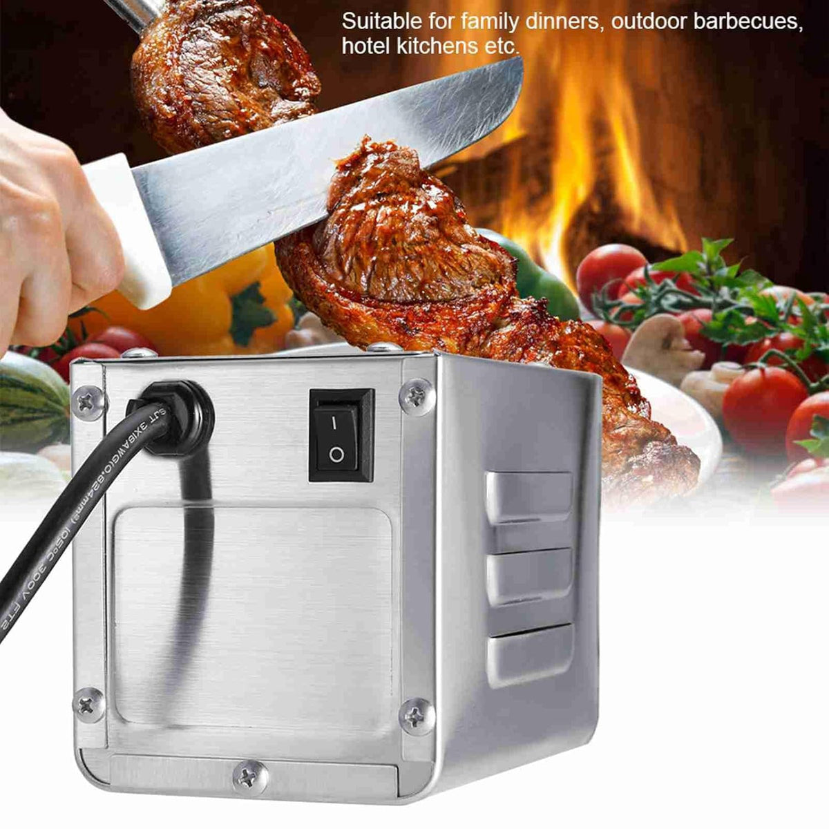 Shish Kebab Grill met Motor, 30 Kgf Roestvrijstalen BBQ Draaispitmotor, Elektrische Braadgrillmotor, Elektromotor 230 V Verstelbaar, Speenvarkengrillmotor (EU-stekker 220 V)