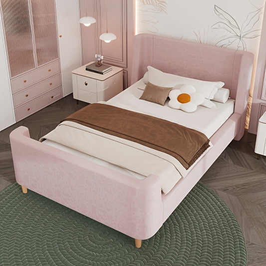 Bedframe – Eenpersoonsbed – Slaapbank – Kinderbed – Jeugdbed – Roze Bamboe Bedframe – Modern Design – Lichtgewicht & Duurzaam