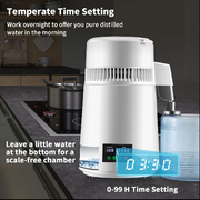 Waterdestilleerder - Zuiver Water Maken - Automatisch Distilleerketel -Filteren 1 L/U - 750W - 304 Roestvrij staal - Wit