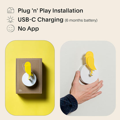 Birdie 2.0 Design CO2-monitor voor binnenshuis, luchtkwaliteitsmeter voor thuis en op kantoor, bevordert geestelijke en lichamelijke gezondheid (Yellow)