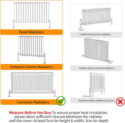FATIVO Hoge Radiator Cover Houten Kast: Interne Hoogte 100cm Extra Grote Witte Horizontale Lat Heater Covers Moderne Hoge Radiator Plank Dikker MDF Houten Hal Thuis Kantoor Meubels Decoratief