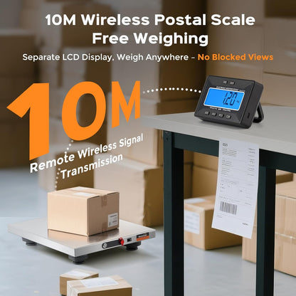 Bonvoisin Draadloze postweegschaal 450 kg met apart lcd-display, platform van roestvrij staal, dubbele stroomvoorziening met batterijen en net, kg/lb/oz/lb: oz, Tara/Hold/Countr-functie (450 kg GB)