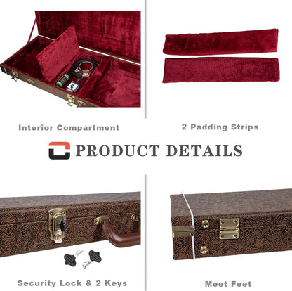 Crossrock Designer Series- Houten koffer voor Fender Precision & Jazz Basgitaren - Beveiligingsslot, metalen voeten, opslagruimte - Blossom Brown (CRW530BBQ)
