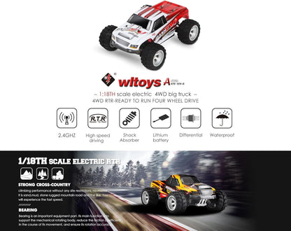 WLtoys XKS A979 Remote Control Off-road RC Car High-speed Water Proof 1:18 2.4G 4WD Foot AlloyToys For Boys Birthday Gifts A979 (A979 1B Red black)
