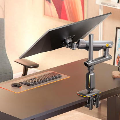 RGB Monitorhouder voor 32 tot 60 inch platte ultrabrede gebogen computerschermen, heavy duty beeldschermstandaard monitor arm 49 57 inch belasting. Max 20 kg, VESA 75 & 100 mm