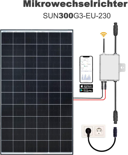 enjoy solar Deye Microomvormer, DC 20V-60V naar AC 220V-230V, geïntegreerde WiFi-module, beschermingsklasse IP67, ideaal voor balkonkrachtcentrale en mini-PV-installatie (SUN300G3-EU-230) ..