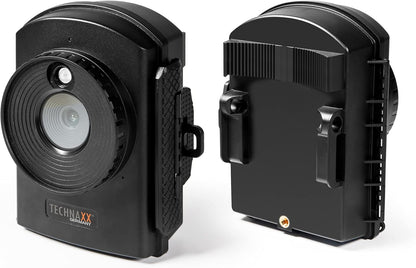 Technaxx - Time-lapse camera Full HD - bewaking time-lapse-camera, bouwplaats, huis, tuin, 6 maanden batterijvoeding - MicroSD, microfoon, geluid, LED, dag en nacht - waterdichte camera TX-164