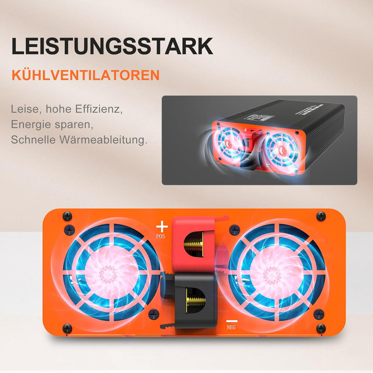 DATOUBOSS 2000W Omvormer 12v naar 230v Zuivere Sinus, Spanningsomvormer Pure Sine 12v 230v met AC-aansluiting en 3A USB-poort Soor Thuis, Camper, Off-Grid Zonne-energie-omvormer