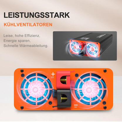 DATOUBOSS 2000W Omvormer 12v naar 230v Zuivere Sinus, Spanningsomvormer Pure Sine 12v 230v met AC-aansluiting en 3A USB-poort Soor Thuis, Camper, Off-Grid Zonne-energie-omvormer