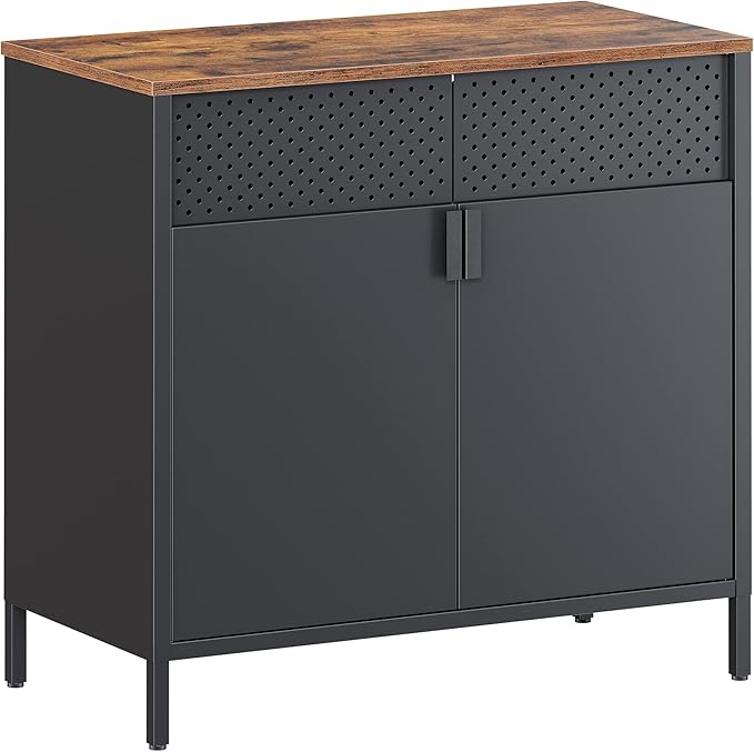 Kast - Dressoir - Archiefkast - Kantoorkast - Opbergruimte - 80 cm x 40 cm x 76 cm - Zwart - QUORE