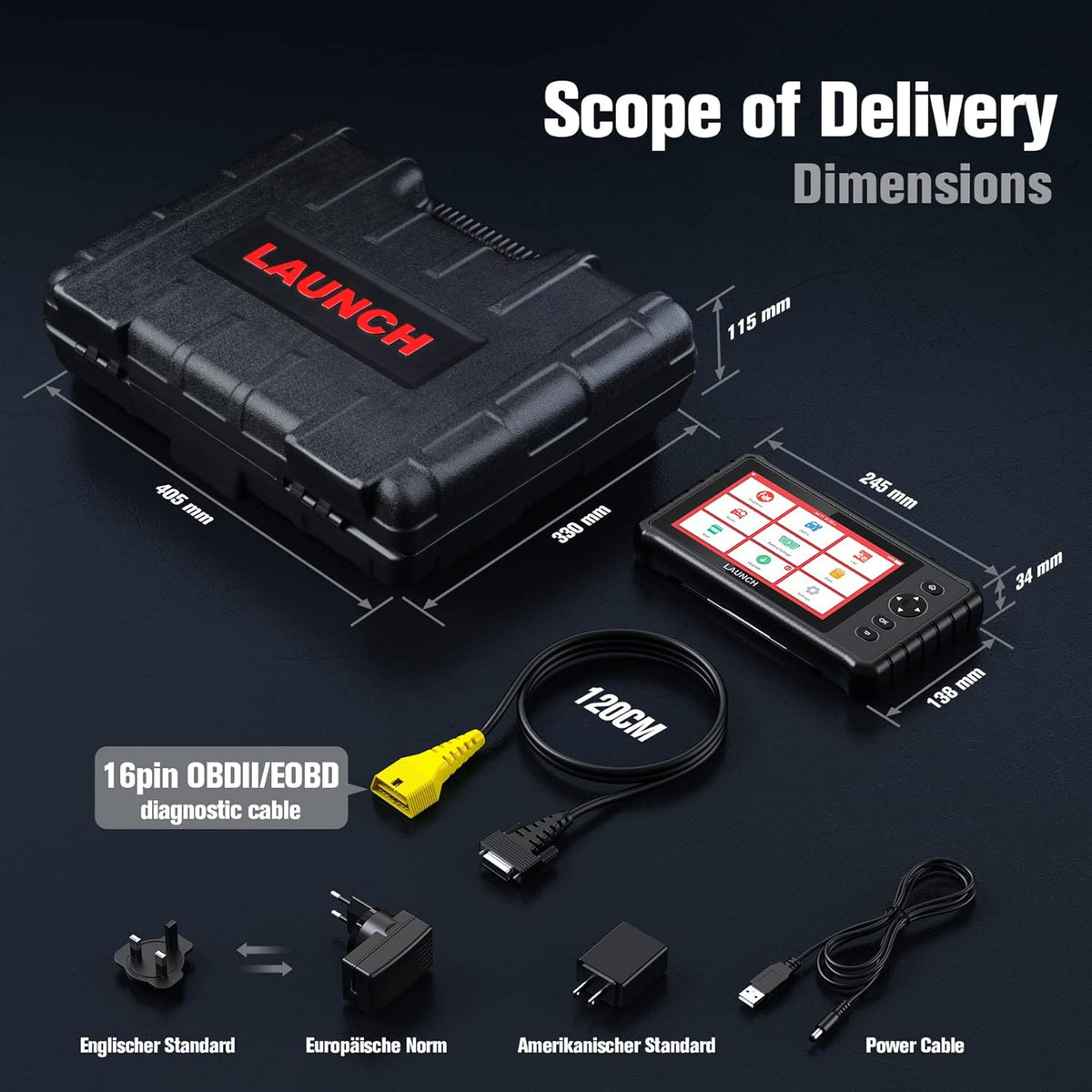 LAUNCH CRP349 OBD2 diagnoseapparaat, autoscanner, alle besturingseenheden + 28 servicefuncties voor meer dan 75 automerken, diagnose van de hoogspanningsbatterij, volledige OBD-diagnosetester met