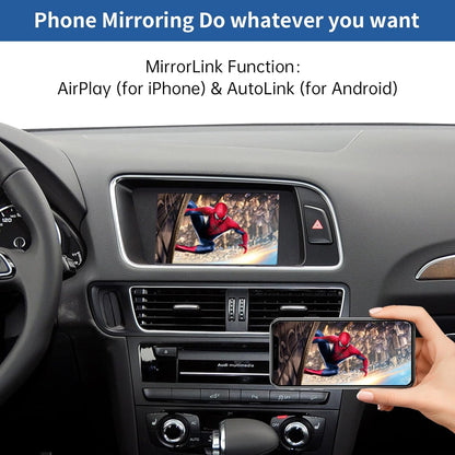 Draadloze CarPlay Android Auto Adapter – CarPlay Retrofit Kit – Mirrorlink Interface – Infotainmentsysteem Upgrade – Stembediening Siri Google – Compatibel Audi MMI 3G 2009-2015