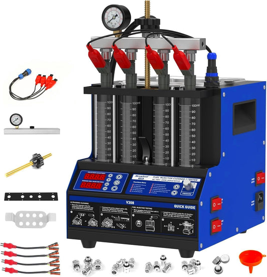 Ultrasone Brandstofinjector Reiniger – Injector Tester – Injector Cleaner – Brandstofinjector Tester – Injector Cleaner 4 Cilinder – 40°C Verwarmingsfunctie – 9 Testmodi