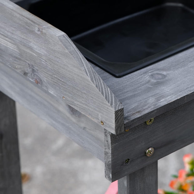 Oppottafel - Tuinwerktafel - Plantentafel -Tuinwerkbankje - met Schuiflade - 2 Niveaus - Bloementafel - voor Tuin - Sparrenhout - 92 x 45 x 119 cm - Grijs