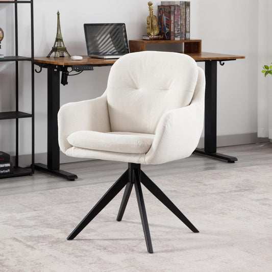 chairus Chenille Upholstered Swivel Office Chair for Home, Modern Office Chair for Office, Ergonomic Computer Chair with Armrest (Beige) - QUORE