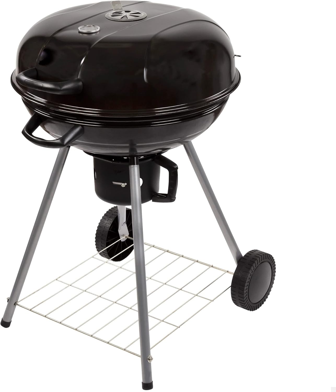 Aktive 52803 Draagbare houtskoolgrill, ronde grill met deksel, diameter 57 x 86 cm, met geïntegreerd ventilatiesysteem en asbak, temperatuurregeling, 2 wielen voor eenvoudig transport