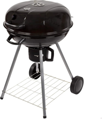 Aktive 52803 Draagbare houtskoolgrill, ronde grill met deksel, diameter 57 x 86 cm, met geïntegreerd ventilatiesysteem en asbak, temperatuurregeling, 2 wielen voor eenvoudig transport