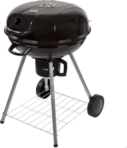 Aktive 52803 Draagbare houtskoolgrill, ronde grill met deksel, diameter 57 x 86 cm, met geïntegreerd ventilatiesysteem en asbak, temperatuurregeling, 2 wielen voor eenvoudig transport