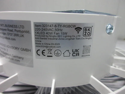 Moderne LED-plafondlamp met ventilator, RGB-plafondventilatorverlichting, 6 ventilatiesnelheden, oneindig dimbare verlichting voor woonkamer, slaapkamer, kantoor, 3000-5500 K, (Zwarte lijst 50CM)