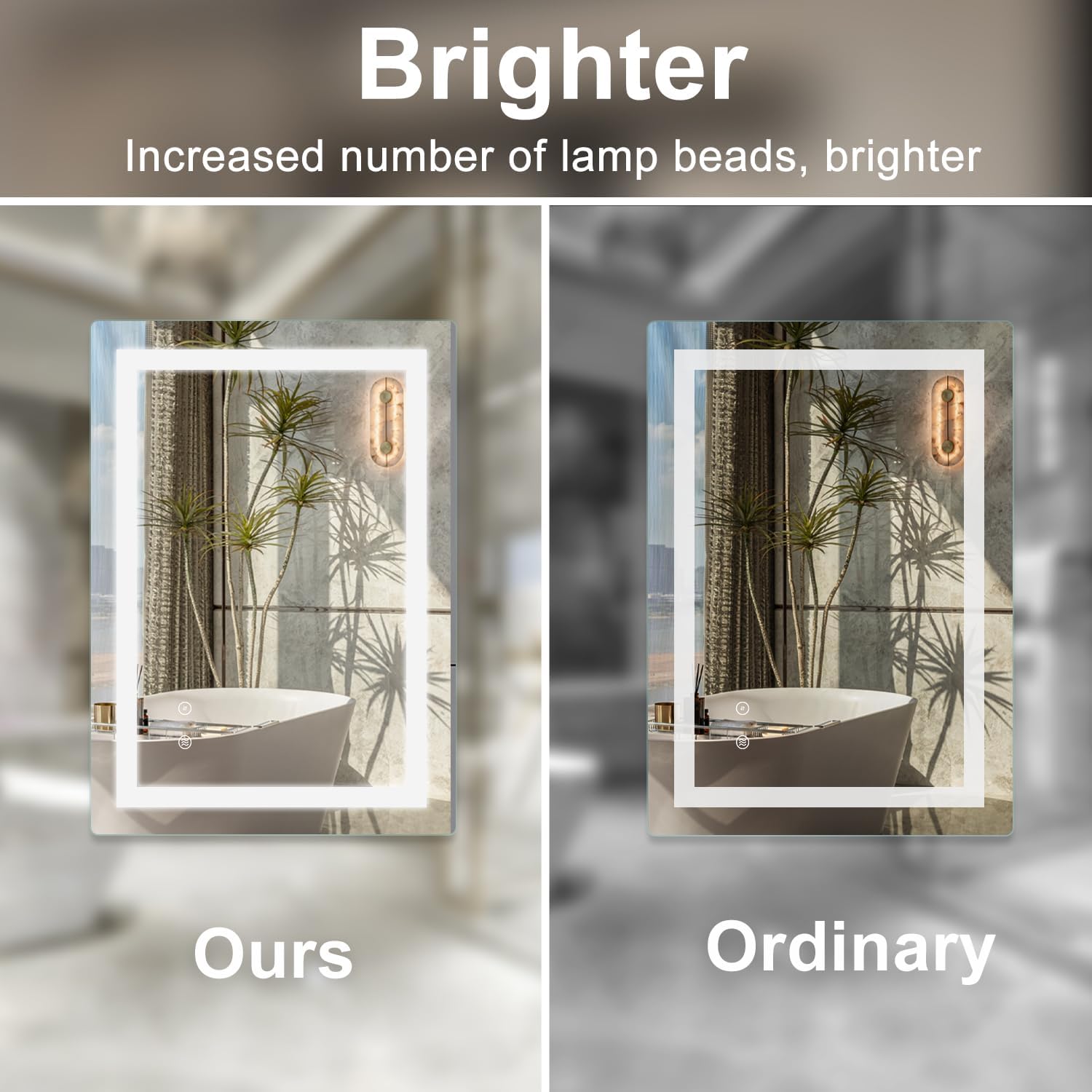 SaniteModar LED Bathroom Mirror 60 x 80 cm, Bathroom Mirror with Anti-Fog Wall Mirror with Light - QUORE