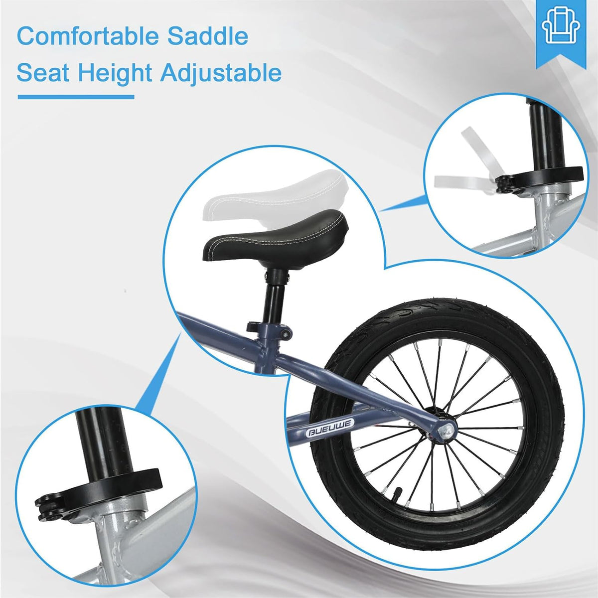 16 inch Loopfiets voor 4-8 Jarige Jongens en Meisjes - Lichtgewicht Koolstofstalen Frame, Verstelbare Stoel, Luchtbanden
