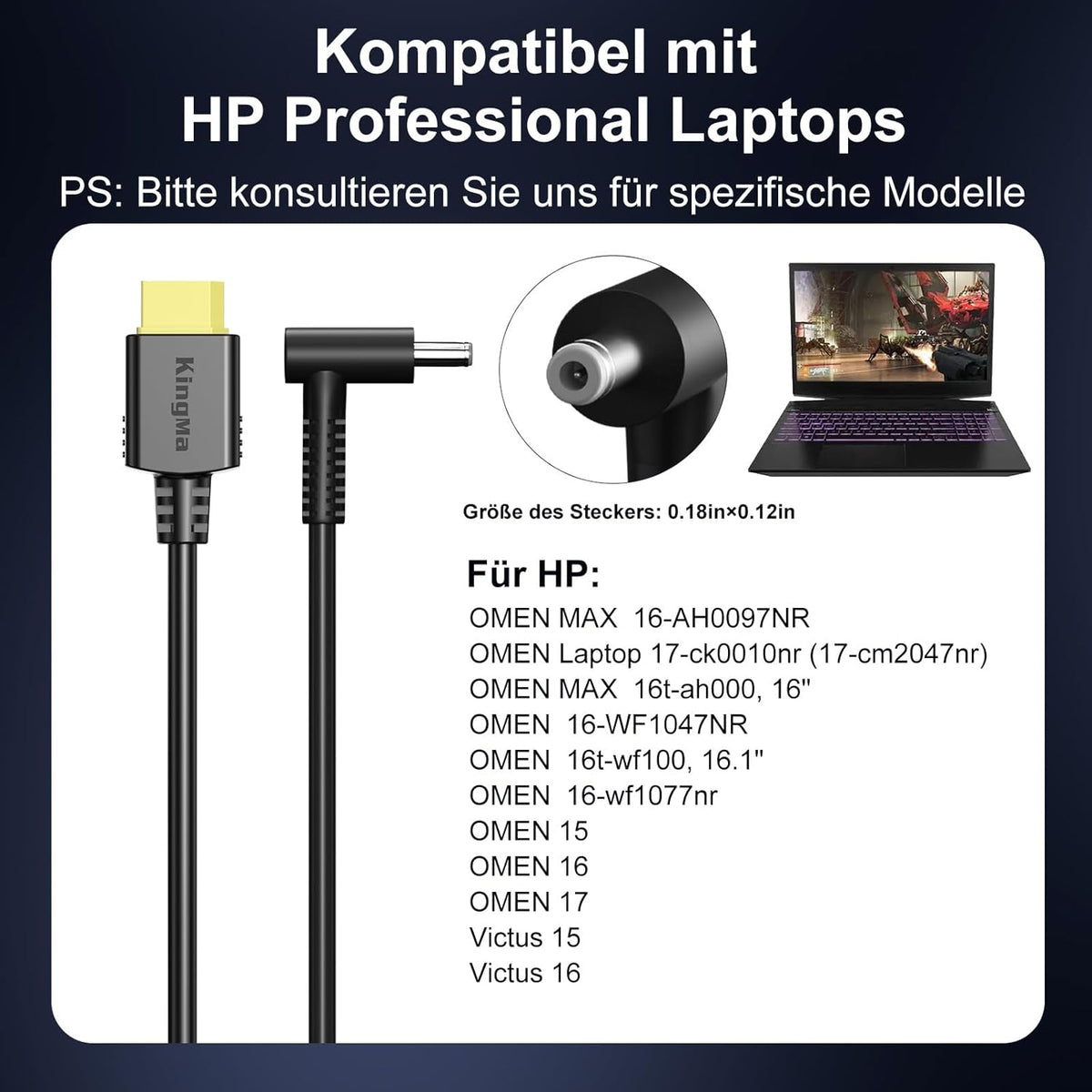 330 W HP Omen Gaming laptoplader voor HP Omen 15/16/17, Pavilion Gaming Laptop 16/15 3-poorts PD 3.0 (20V/16,5A) GaN snellaadstation met 45-30 mm kabel voor professionele technische laptops