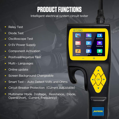 Elektrische Systeemtester – Circuit Tester – Diagnosetester – Multimeter – Oscilloscoop – Voor Auto’s 9V-30V – 2,4 Inch LCD-kleurenscherm