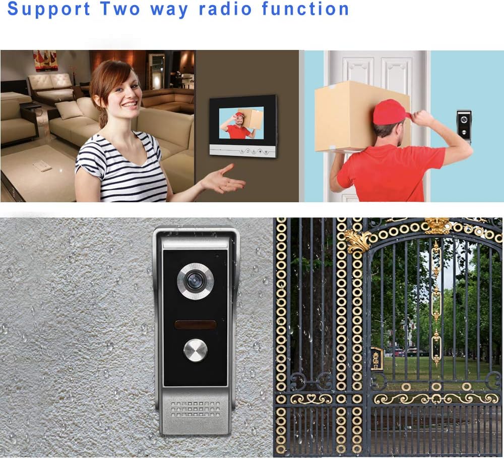 video-deurintercom 7 inch helder display intercom systeem-eenheden deurbel voor home video deurbel camera nachtzicht max 100 meter 1 camera 1 monitor
