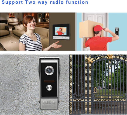 Video-intercomsysteem, 2 monitoren, videotelefoon, 7 inch, helder display voor thuis, videodeur, camera, nachtzicht, max. 100 meter