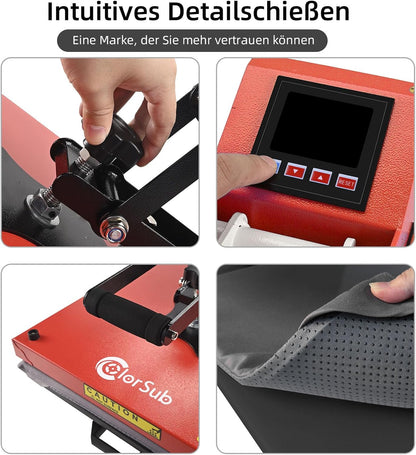 ColorSub Digital Hot Press 38 x 38 cm (15 x 15 inch) 1600 W, Teflon Hot Press, T-shirt, kleding, tas met transfer