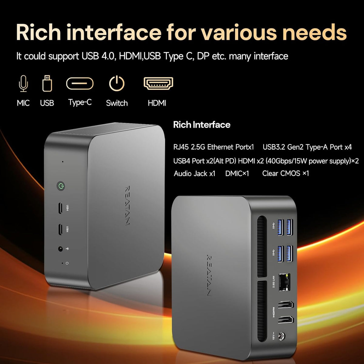 Reatan Alloy 9 Mini Gaming PC Ryzen 9 7940HS (up to 5.2GHz) 32GB DDR5 1TB SSD 5600MHz RAM, Desktop Mini Computers, Radeon 780M Graphics, Quad Display 2.5Gbps LAN, HDMI 2.1, 8K USB 4.0 Wi-Fi - QUORE
