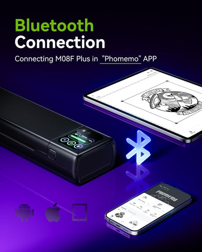 Phomemo M08F Plus Tattoo Stencil Printer Touch Screen Thermal Printer Tattoo Bluetooth Professional Schablone Printer Copier with 10x Premium Transfer Paper - QUORE