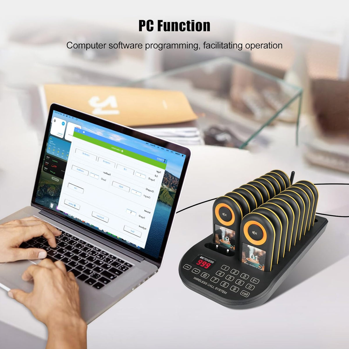 Retekess TD169 Call System Restaurant, Pager System, 500M, Alarm Outside Range, 7 Ringtones, 31 Prompt Modes, 24 Hours Stand By Time, IP67, Calling System Pager for Cafe, Bars, Hotel (20 Pagers) - QUORE