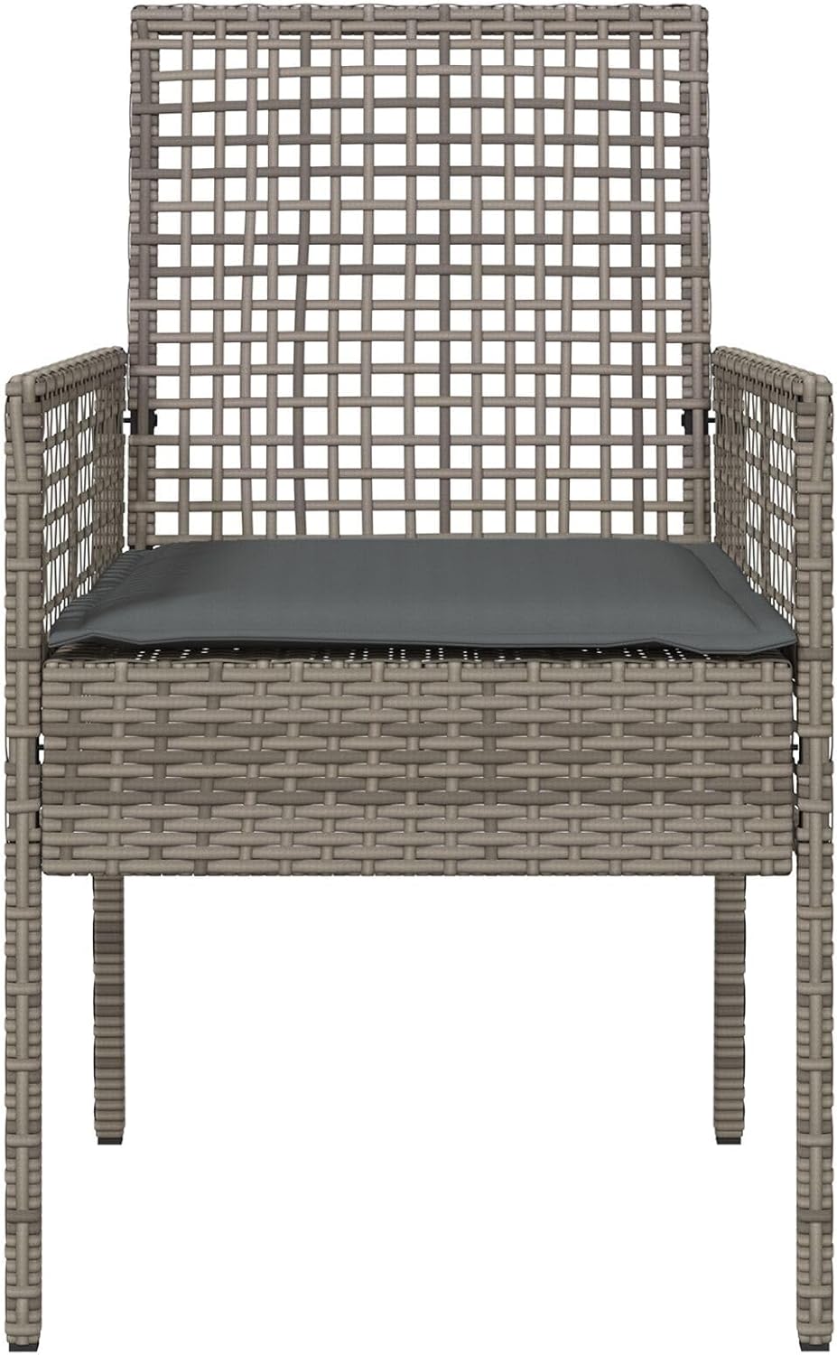Set of 2 Garden Chairs Made of Synthetic Rattan, Grey with Cushions, Ideal for Patio and Balcony, Modern and Weatherproof Design, Robust and Comfortable Construction - QUORE
