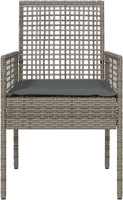 Set of 2 Garden Chairs Made of Synthetic Rattan, Grey with Cushions, Ideal for Patio and Balcony, Modern and Weatherproof Design, Robust and Comfortable Construction - QUORE