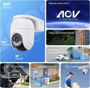 Beveiligingscamera Buiten - WiFi-bewakingscamera - Camerabewaking - Ddraadloos - Batterijen - Automatische Tracking - AI-Detectie - Personen - Voertuigen - AOV-Modus - Kleurennachtzicht - Tweerichtingsaudio - WiFi 6 - Wit
