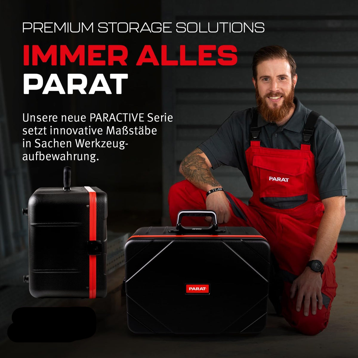 PARAT PARACTIVE 35 S Gereedschapskoffer, leeg, 35 liter, design-gereedschapskoffer met aluminium frame en XL-bodemschaal, hoogwaardige gereedschapskoffer met nylon vakken en documentenvak, robuust en