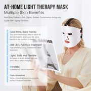 Lichttherapie - Rood Licht Therapie - LED-Therapie - LED-masker - Nabij-Infrarood Roodlicht - voor Gezicht - 3-Kleuren-LED -Verzorgingsapparaat - met Anti-aging - Rimpels - voor Alle Huidtypes - Wit