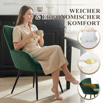COLAMY Woonkamerstoel, fluwelen beklede relaxstoel met hoge rugleuning, gevoerde comfortstoel met Wingback-design, lounge stoel met houten poten voor woonkamer, leeshoek, groen