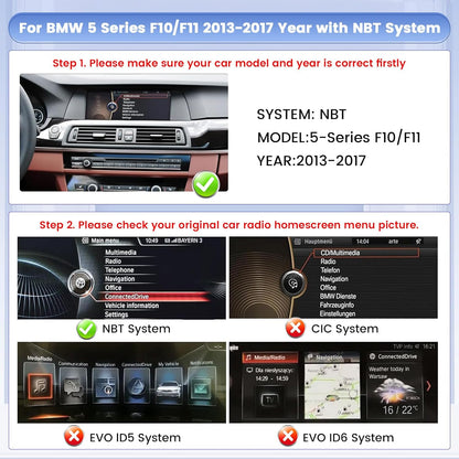 Hikity 10,25 inch 8 core 4+64GB Android Autoradio voor BMW 5 Series F10/F11 2012-2017 met NBT Systeem Draadloze CarPlay Android Auto Bluetooth Handsfree GPS WiFi DSP FM