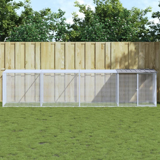 Kippenren – Kippenhok – Buitenren – Dierenren – Kippenkooi – Gegalvaniseerd Staal – Met Dak 404x98x90 cm