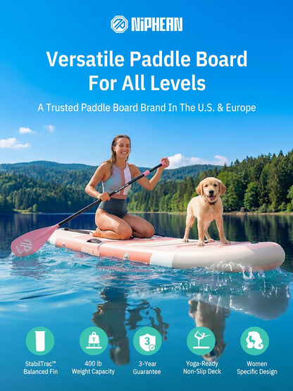 Niphean Opblaasbaar paddleboard met uitgebalanceerde vleugel en duurzame accessoires, stabiele 3,3 m opblaasbare paddleboards voor volwassenen en jongeren van alle vaardigheidsniveaus