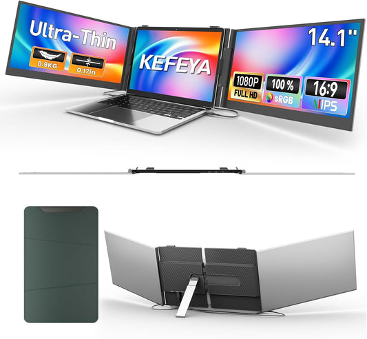 Portable Monitor – Laptop Schermvergroter – Draagbare Monitor – Extern Scherm – Ultradun Beeldscherm – 14,1 Inch Full HD – Lichtgewicht 1 kg – Ingebouwde Draaibare Standaard