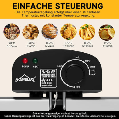 Friteuse, 5 liter friteuse met koude vetzone, 2000 W oliefriteuse, temperatuurregelaar, traploze temperatuurregelaar tot 190 °C, roestvrij staal XL friteuse met 3 frituurmanden, Deep Fryer voor